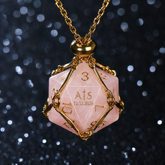 Natural rose quartz polyhedral dice stone