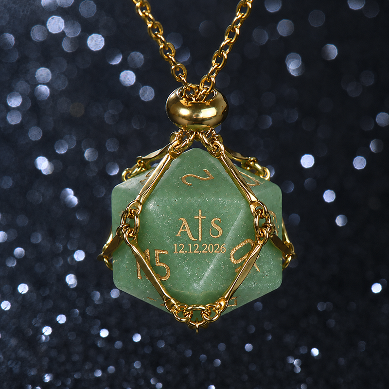 Natural green polyhedral dice stone