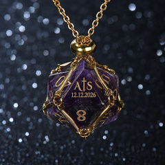 Natural purple crystal dice necklace