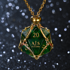 Green crystal stone dice necklace