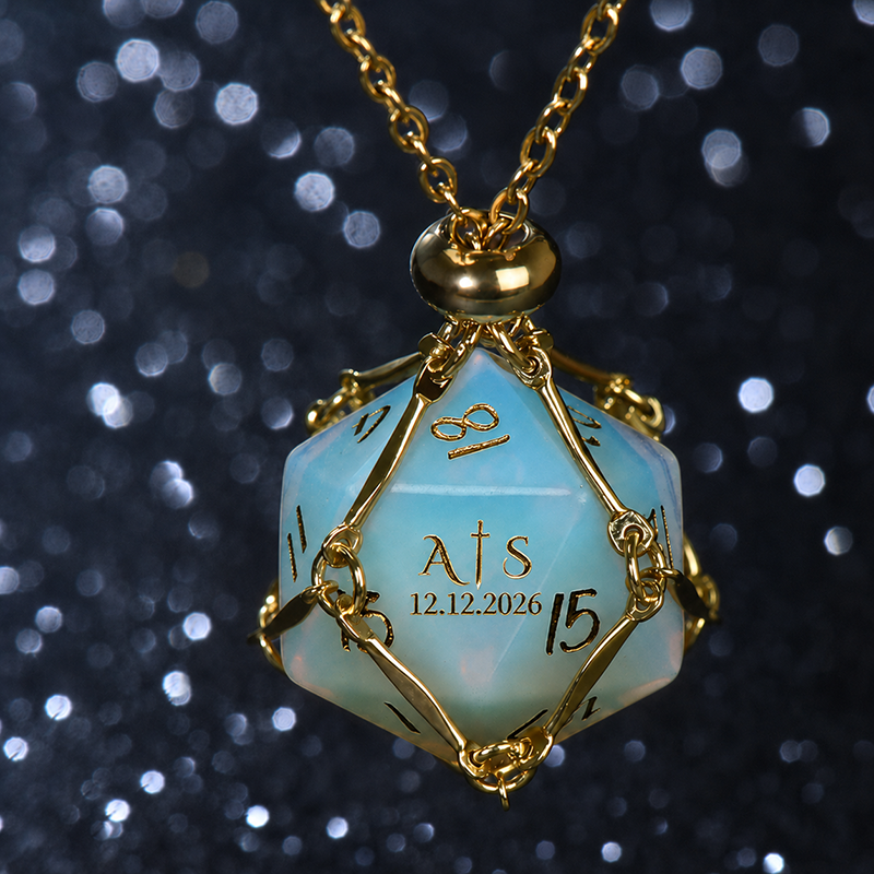 Opal Crystal Stone Dice Necklace