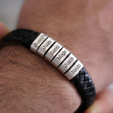 Mens Leather Bracelet for Fathers Day Gift