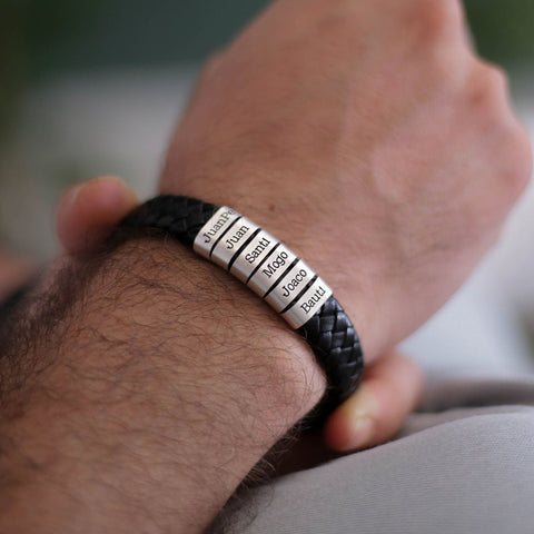 Mens Leather Bracelet for Fathers Day Gift