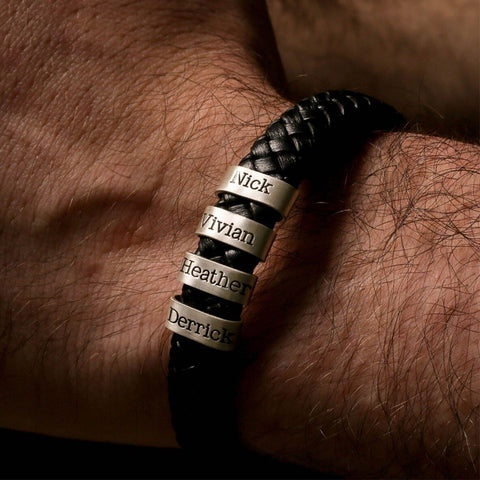Mens Leather Bracelet for Fathers Day Gift