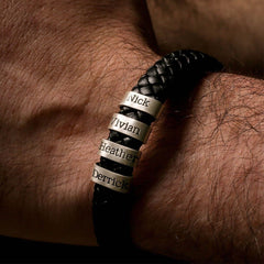 Mens Leather Bracelet for Fathers Day Gift