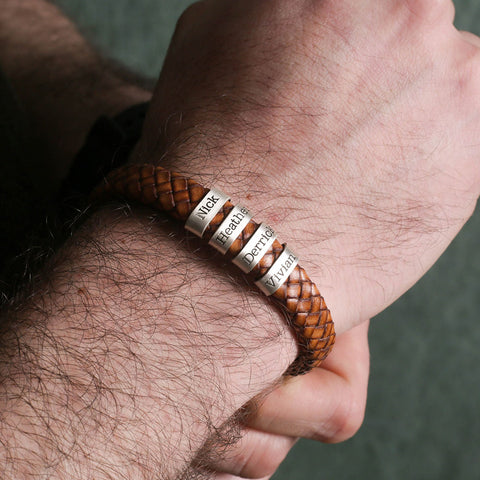 Mens Leather Bracelet for Fathers Day Gift
