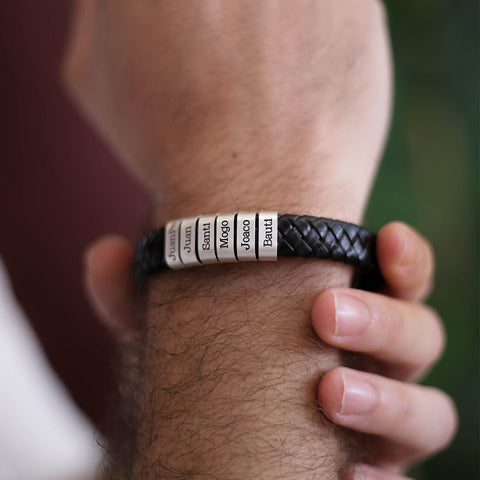 Mens Leather Bracelet for Fathers Day Gift