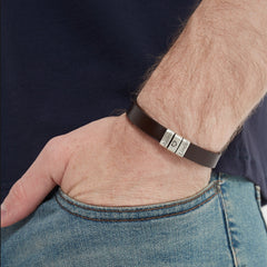 Personalized Mens Leather Bracelet, Custom Kids Name Bead Bracelet