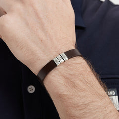 Personalized Mens Leather Bracelet, Custom Kids Name Bead Bracelet