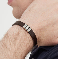 Personalized Mens Leather Bracelet, Custom Kids Name Bead Bracelet