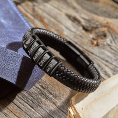 Personalized Leather Bracelet with Kids Name