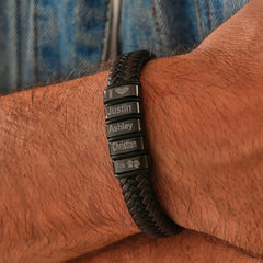 Personalized Leather Bracelet with Kids Name