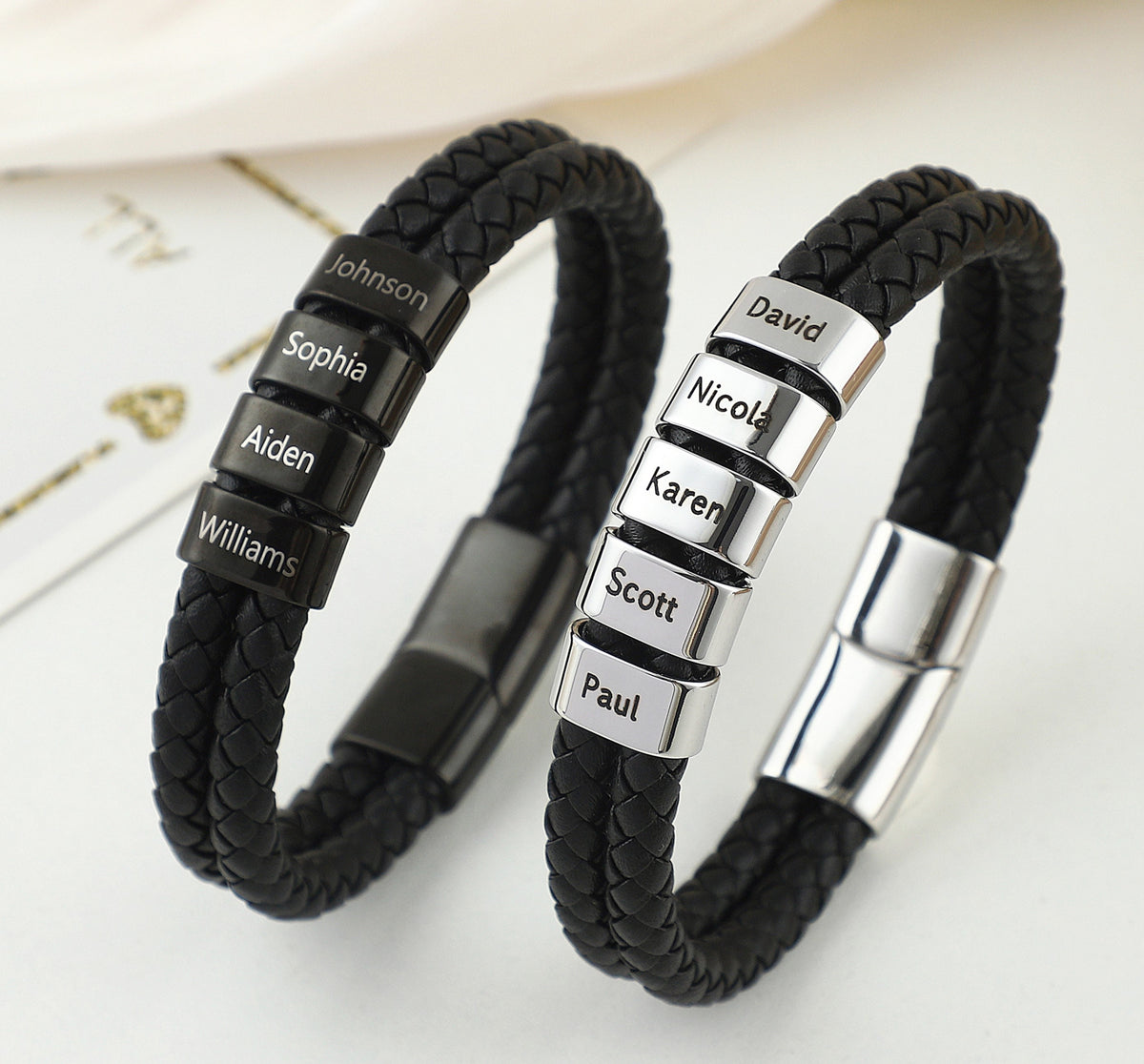 Mens Bracelet Personalized Kids Names
