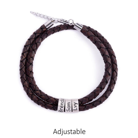 Handmade Mens Bracelet with Silver Beads