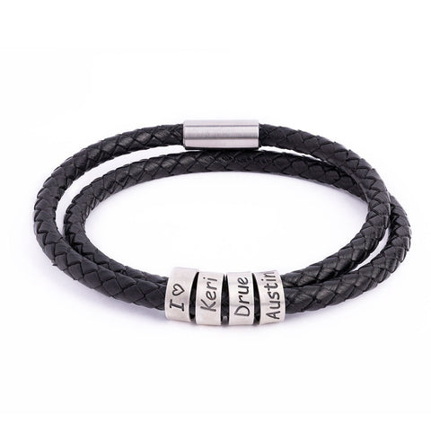 Handmade Mens Bracelet with Silver Beads