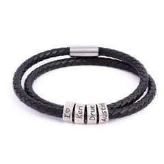 Handmade Mens Bracelet with Silver Beads