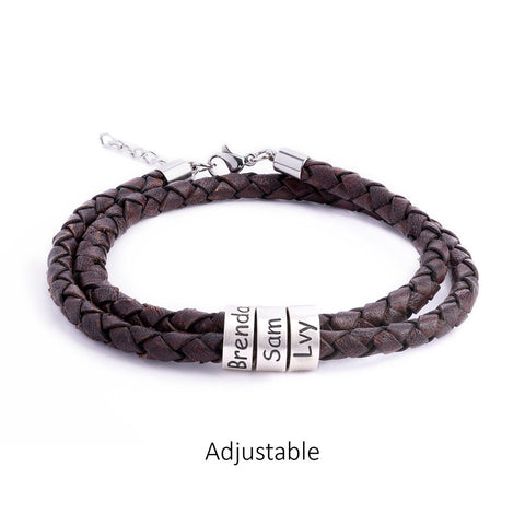 Handmade Mens Bracelet with Silver Beads