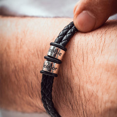 Personalized Bracelet for Dad Braided Leather Bracelet