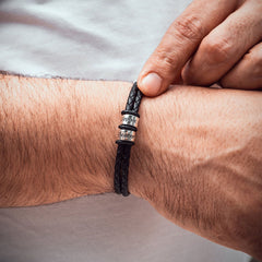 Personalized Bracelet for Dad Braided Leather Bracelet