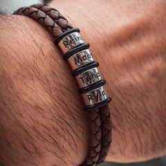 Personalized Bracelet for Dad Braided Leather Bracelet