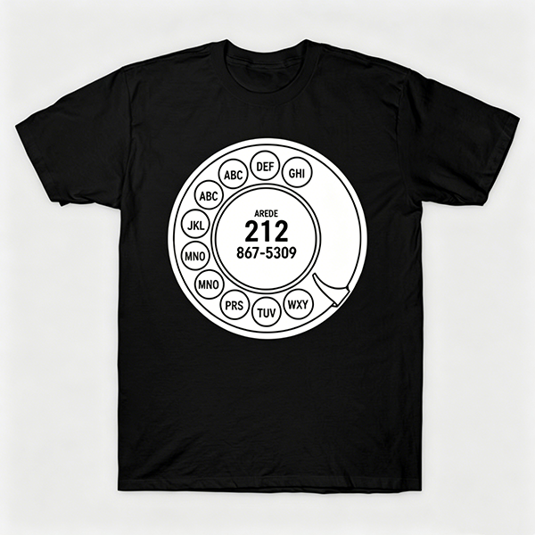 Vintage Rotary Phone Dial Pattern T-Shirt--VINT050