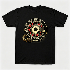 Vintage Rotary Phone Dial Pattern T-Shirt--VINT033
