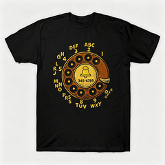 Vintage Rotary Phone Dial Pattern T-Shirt--VINT015