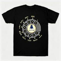 Vintage Rotary Phone Dial Pattern T-Shirt--VINT027