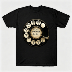 Vintage Rotary Phone Dial Pattern T-Shirt--VINT031