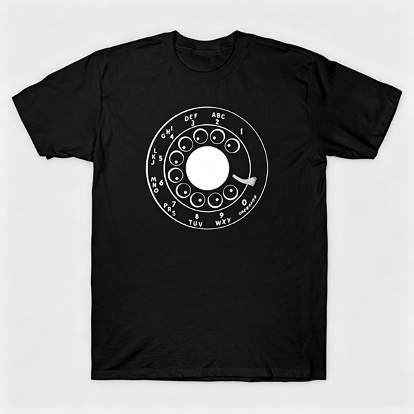Vintage Rotary Phone Dial Pattern T-Shirt--VINT009