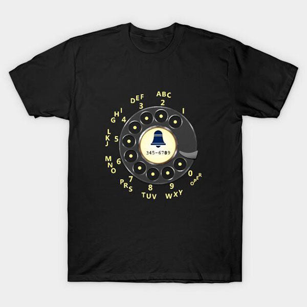 Vintage Rotary Phone Dial Pattern T-Shirt--VINT002
