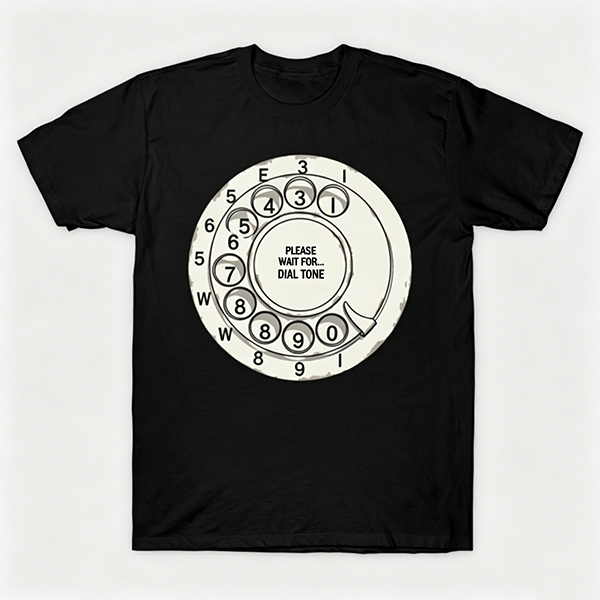 Vintage Rotary Phone Dial Pattern T-Shirt--VINT046