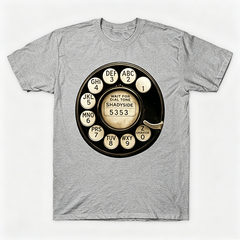 Vintage Rotary Phone Dial Pattern T-Shirt--VINT031