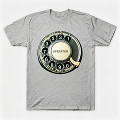 Vintage Rotary Phone Dial Pattern T-Shirt--VINT034