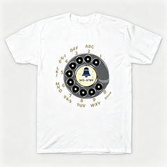 Vintage Rotary Phone Dial Pattern T-Shirt--VINT037