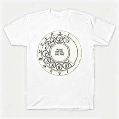 Vintage Rotary Phone Dial Pattern T-Shirt--VINT046