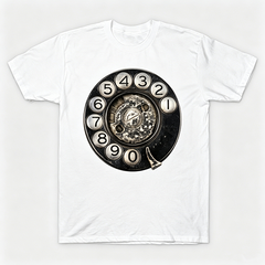 Vintage Rotary Phone Dial Pattern T-Shirt--VINT038