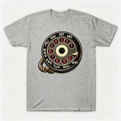 Vintage Rotary Phone Dial Pattern T-Shirt--VINT033