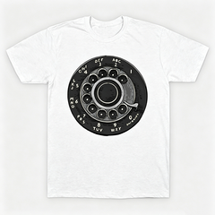 Vintage Rotary Phone Dial Pattern T-Shirt--VINT049