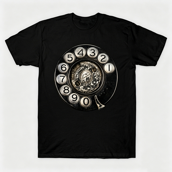Vintage Rotary Phone Dial Pattern T-Shirt--VINT038