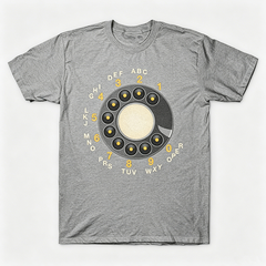 Vintage Rotary Phone Dial Pattern T-Shirt--VINT051