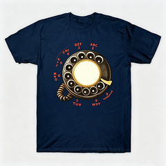 Vintage Rotary Phone Dial Pattern T-Shirt--VINT030
