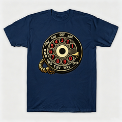 Vintage Rotary Phone Dial Pattern T-Shirt--VINT033