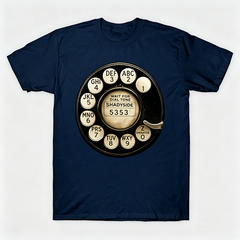 Vintage Rotary Phone Dial Pattern T-Shirt--VINT031