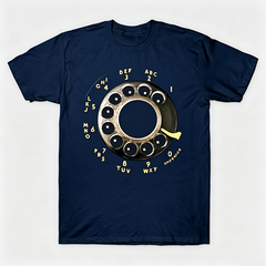 Vintage Rotary Phone Dial Pattern T-Shirt--VINT018