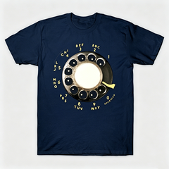 Vintage Rotary Phone Dial Pattern T-Shirt--VINT011