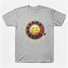 Vintage Rotary Phone Dial Pattern T-Shirt--VINT042