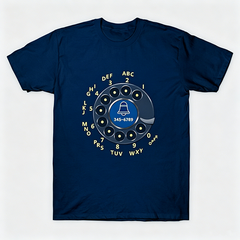 Vintage Rotary Phone Dial Pattern T-Shirt--VINT002