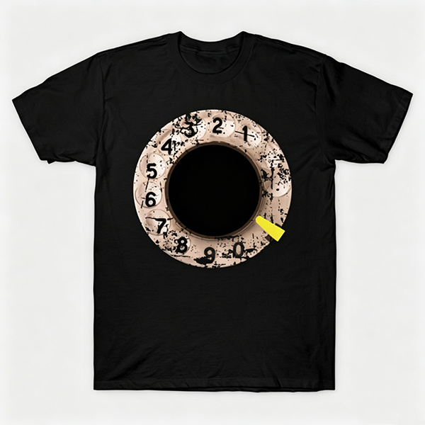 Vintage Rotary Phone Dial Pattern T-Shirt--VINT010