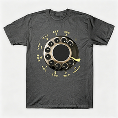 Vintage Rotary Phone Dial Pattern T-Shirt--VINT018